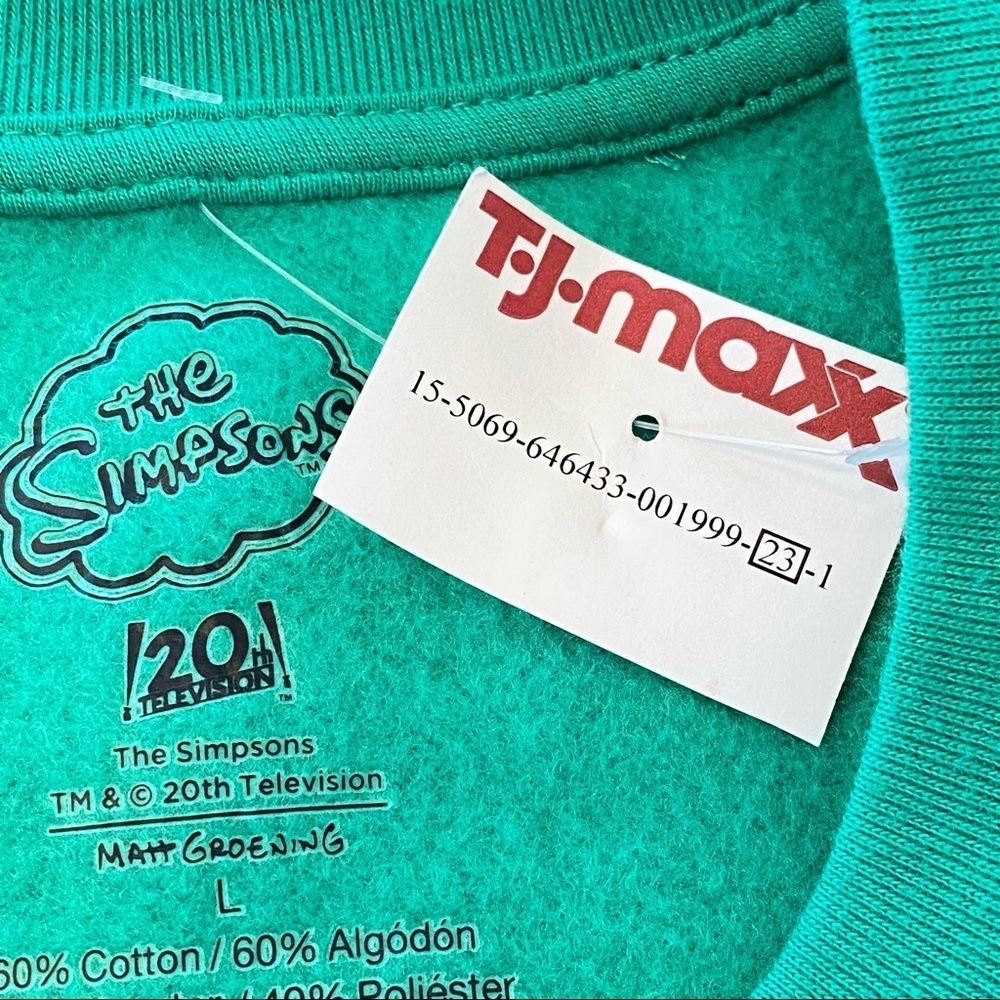 The Simpsons Christmas Xmas Santa Homer Simpson Cropped Crew Neck Green NWT - Picture 7 of 8